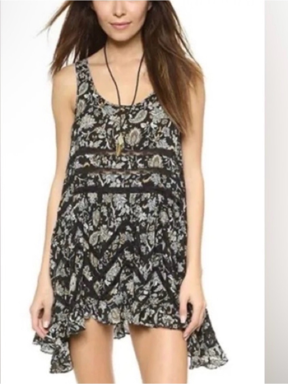 Free People intimately XS Voile Trapeze Slip Dress Summer Sundress Paisley